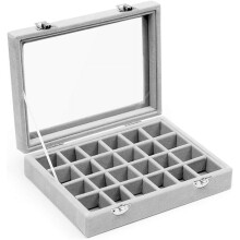 Cutie de bijuterii din sticlă catifelată, vitrină detașabilă cu fereastră transparentă pentru soluții de depozitare personalizate