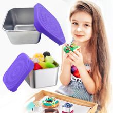 Boîtes à lunch étanches en acier inoxydable de 170 ml avec couvercles en silicone, empilables – Violet (1 pièce)