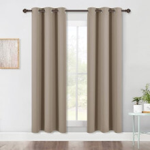 Blackout Drapery Panels (2 pcs, 42x72"), Taupe, Thermal Insulated, Noise Reducing, Solid Ring Top – Compatible with Standard Rods