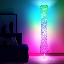 61-calowa inteligentna lampa podłogowa RGB z synchronizacją muzyki, 16 mln kolorów, 3CCT, aplikacją/pilotem – kompatybilna z Alexą i