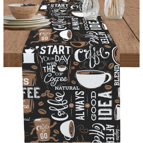 Caminho de mesa em algodão e linho, 33 x 178 cm (13 x 70 polegadas)