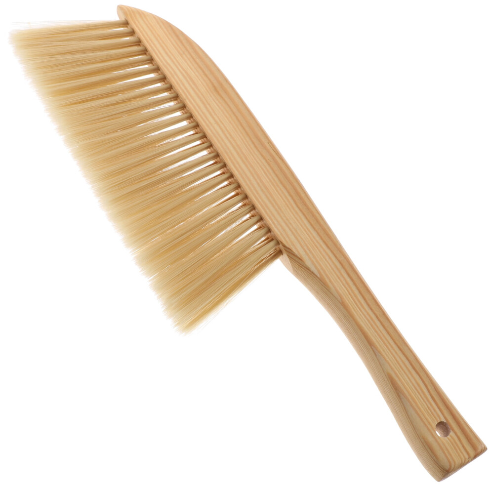 Wooden Hand Broom Duster With Khaki Bristles 9555307018162