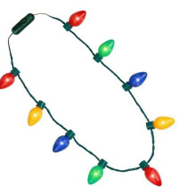 Naszyjnik z lampkami LED, świąteczny sznur z dużymi żarówkami, świecąca biżuteria na imprezę, idealna na wieczorne imprezy