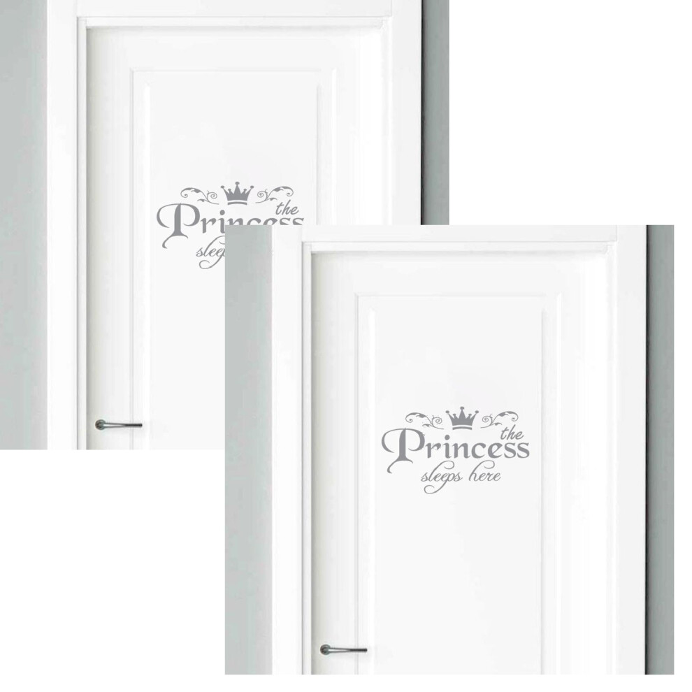 1/2/3PCS Princess “Sleep Here” Wall Decals, Removable Flower Quote Stickers for Kids' Bedroom, Nursery & Living Room