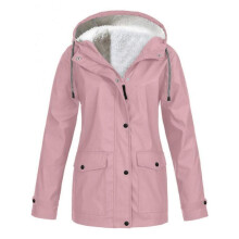 Winterjacke für Damen, dick gefüttert, Übergröße, Fleecejacke, Outdoor-Bergsteigerbekleidung, Kapuzenjacke, Rosa