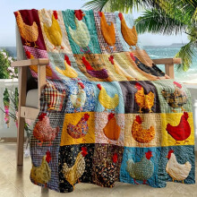 Kuscheldecke mit Hahnenmuster, Vintage-Hühnerkaro-Flanell