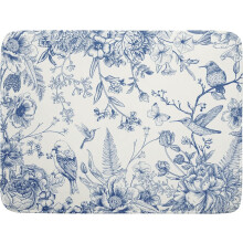 Tapis égouttoir à vaisselle Fleurs Chinoiserie, 45,7 x 61 cm, Oiseaux floraux bleu vintage, ultra-absorbant et réversible – Compatible avec les