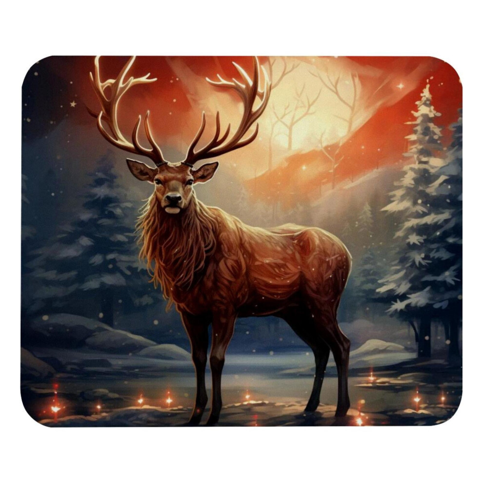 Vintage Christmas Elk Mouse Pad Rubber Base 1 Pack 9558830509510