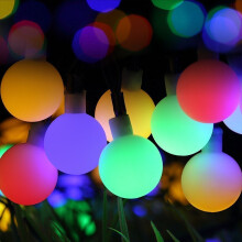 Solcellsdriven ljusslinga, 7 m, 50 LED-kulor för jul, fester, bröllop, trädgård, uteplats och gräsmatta