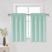 Mint Green Blackout Curtains for Living Room, Thermal Insulated, Energy Saving & Noise Reducing, 42x36 Inch, Set of 2, Rod Pocket