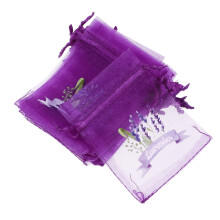 50 sachets à cordon en organza violet – Sachets de lavande pour mariage, cadeaux d'invités et rangement de fleurs séchées