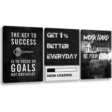 Affiche murale motivante « Hustle » (30 x 40 cm, lot de 3) – Citation inspirante pour entrepreneurs – Décoration murale idéale pour le