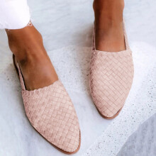 Sandalias UTTOASFAY para mujer, zapatos planos puntiagudos para mujer, zapatos casuales de tejido, sandalias cómodas y sólidas.