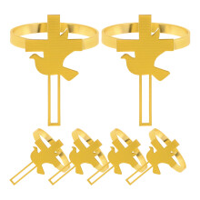 Lot de 6 ronds de serviette pour communion et baptême, 5 x 4 x 4 cm, dorés