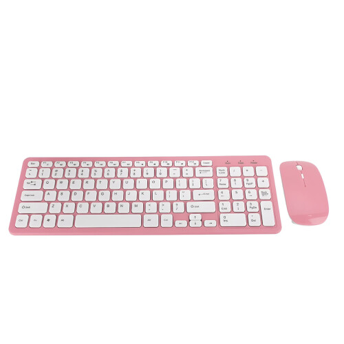 Bezdrátová ergonomická klávesnice a myš s příslušenstvím, růžová 1