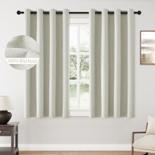 100% Blackout Greyish Beige Curtains, 52x63", 2 Panels, Grommet Top, Thermal Insulated & Soundproof — Compatible with Standard Rods