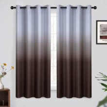 Ombre Thermal Curtains Grey-White to Brown 2 Panels 52"W x