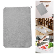 Juego de 3 alfombrillas escurridoras de platos de 24 x 17,7 pulgadas, de microfibra absorbente, tamaño grande para encimera de cocina, gris + azul +