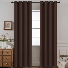 Blackout Curtains Room Darkening Thermal Insulated Window Panels,Solid Grommet Top Drapes for Bedroom/Living Room(52Wx90L, Chocolate Brown, 2 Panels)