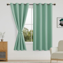 Blackout Curtains for Bedroom with Tiebacks – Room Darkening, Grommet Top, Sage Green, 52x63", Set of 2 Panels