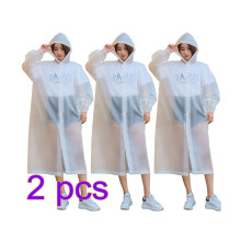 6Pcs White Hooded Raincoat with Drawstring Waterproof Outdoor Ponchos