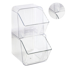 Plastic Food Storage Bin Organizer 13.6x26.9x12.6cm, White