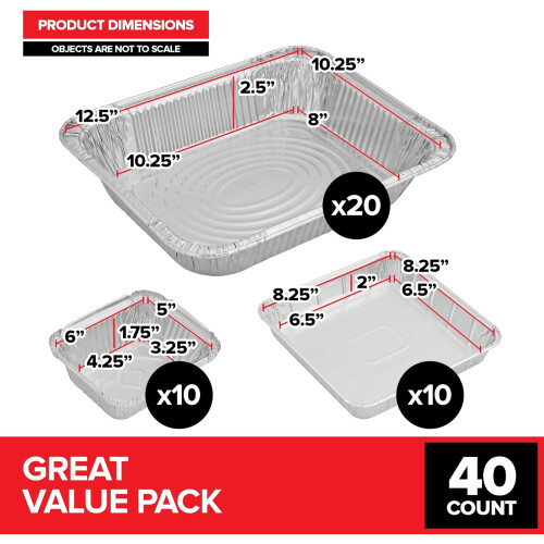 40 stk. engangsbageforme i aluminium 23x33 cm 23x23 cm 0,45 kg