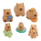 Mini Capybara Djurprydnadsfigur Set med 6 1