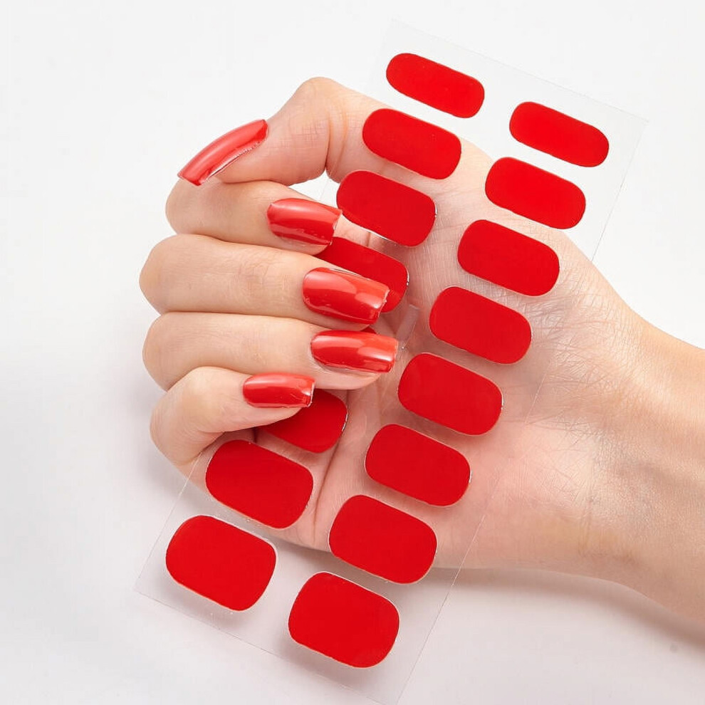 Semi Cured Gel Nails Art Stickers Fashion Solid Color Manicure Decal UV LED Lamp Need Gel Nail Decals Nail Sticker Decoration