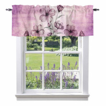 Vintage lila virágmintás karnis, 147x46 cm, botzsebbel, vászonhatású – kompatibilis a standard botokkal