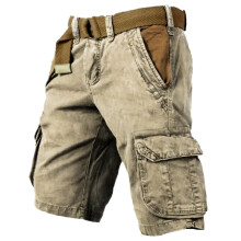 Pantaloni cargo da uomo Heyac in cotone a 3/4 – Vita elasticizzata, gamba larga, tasche multiple, pantaloncini sportivi casual