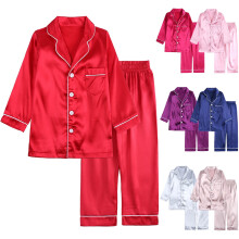 Kleinkinder-Schlafanzug-Set für Jungen und Mädchen, einfarbig bedruckt, lange Ärmel, Hose, 2-teilig, Größen 6M-13T, Rot