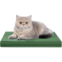 Indestructible Memory Foam Dog Bed for Small Dogs & Cats, Waterproof Oxford Fabric, Removable Washable Cover, Non-Slip Bottom, 20"x15"x3", Green