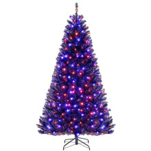 7ft Black Artificial Christmas Tree with Lights