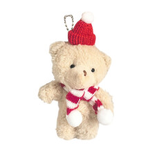 Plush Bear Ornament Resin Brown with Red Scarf 1pc