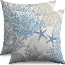 Housses de coussin à motif côtier, thème plage bleue, 45 x 45 cm (lot de 2)