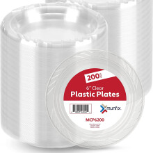 Conjunto de 200 pratos de plástico transparente - Pratos descartáveis de 15 cm para sobremesa, pacote com várias unidades para festas, churrascos,