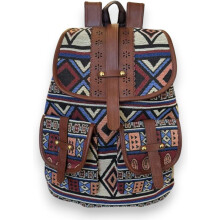 Sparán Mála Droma Canbháis Hippie do Mhná - Mála Lae Taistil Seanré Stíl Boho Eitneach le Sreangán Tarraingthe Cúiseach le Gualainn