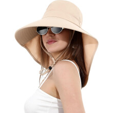 Cappello da sole da donna a tesa larga con foro per coda di cavallo e protezione per il collo, ideale per attività all'aperto, protezione UV,