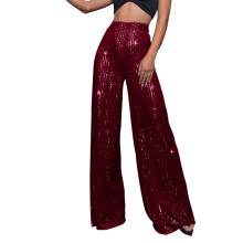 Pantaloni Capri rossi da donna, pantaloni palazzo a gamba larga a vita alta, adatti a taglie petite, per occasioni business casual ed eleganti, con