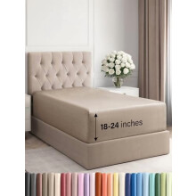 Lenzuolo con angoli extra profondo per letto singolo XL – Adatto a materassi da 45 a 60 cm, morbido e antipiega, traspirante, beige mélange