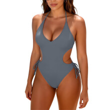 Dame badedragt, ensfarvet bikini med rygløs stropper, farveblokende off-shoulder-badedragt i ét stykke, støttende badedragt til kvinder.