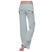 Bukser til kvinner Trendy Elastisk midje Cargo Joggers Yoga Lommer Vide Ben Boot Cut Kjole Business Business Petite Damebukser