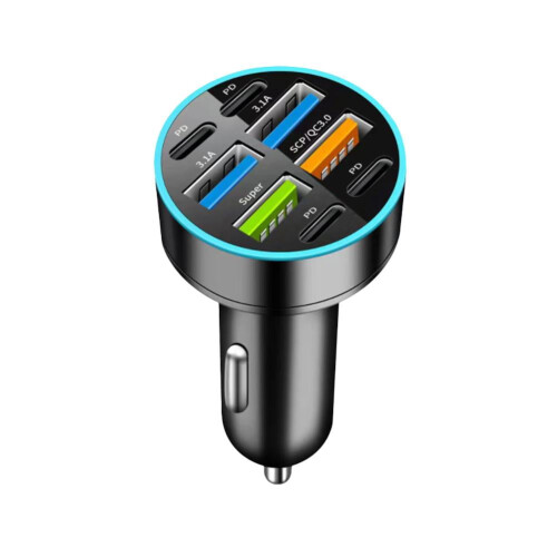 4 θύρες USB, εξαιρετικά γρήγορος φορτιστής αυτοκινήτου, συμβατός με iPhone, κινητό