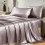 Ensemble de draps en satin King – 4 pièces en microfibre de polyester 1