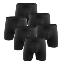 Lot de 6 boxers pour homme, grande taille, style « fatty », extra longs, couleur unie.