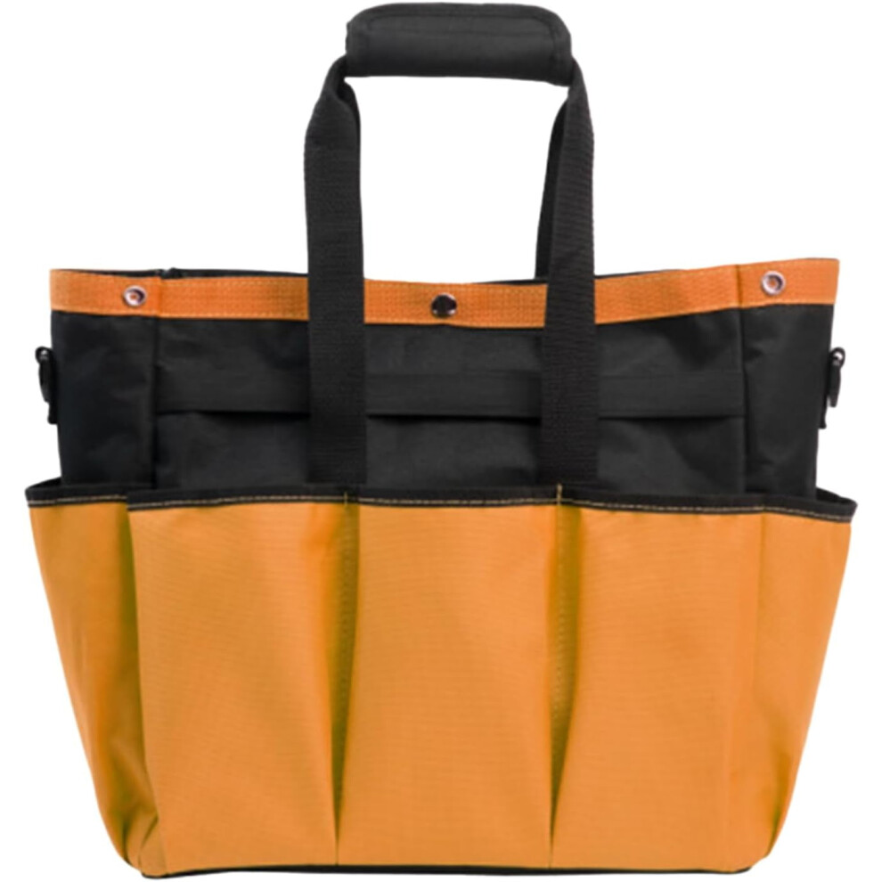 Garden Tool Bag With Adjustable Strap, Standable Organizer For Gardening, Electricians & Contractors Â Large Capacity Tote (Orange) 9193271643258