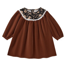 Girls' floral lace velvet princess dress, cotton, 2-8 years