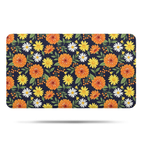 Χαλί μπάνιου Pioneer Flower Floral, αντιολισθητικό χαλάκι μικροϊνών με λαστιχένια