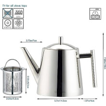 Bule de aço inoxidável de 1,5 litro com infusor removível.